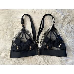 Honey Birdette VIENNA🖤 Black Gold Mesh Bralette Top XS